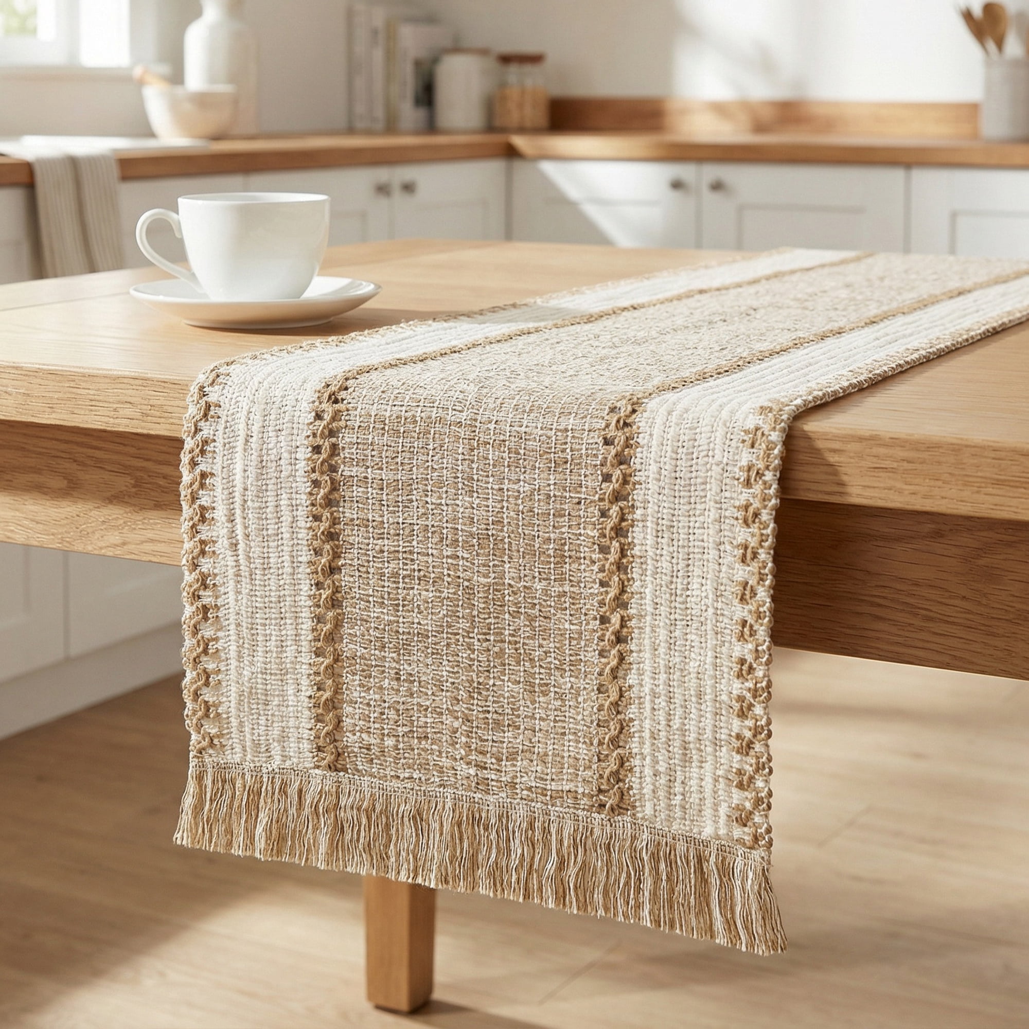 Unique Bargains Birthday Decorations Long Kitchen Runner with Tassel Coffee 11.8x63in