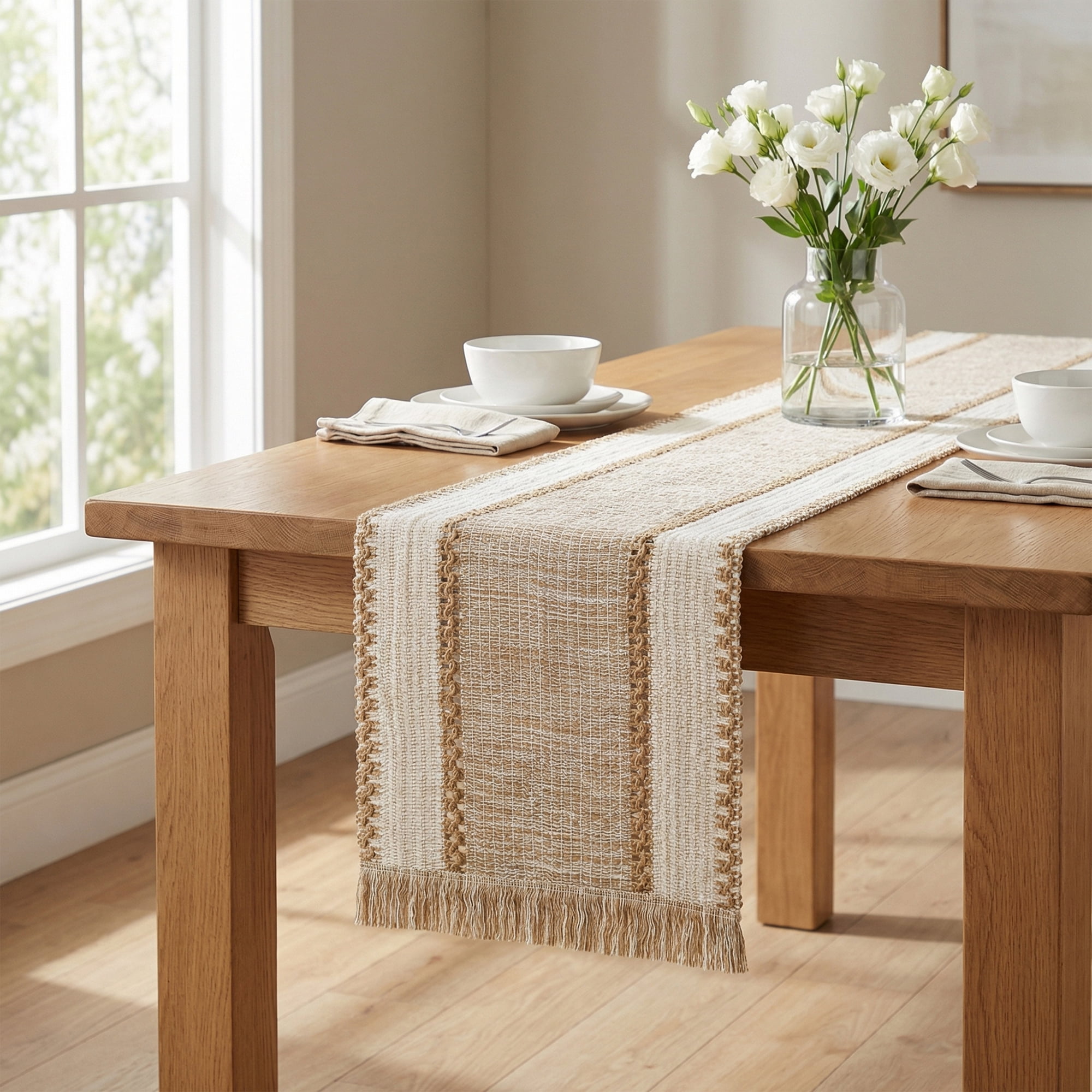 Unique Bargains Birthday Decorations Long Kitchen Runner with Tassel Coffee 11.8x70.9in