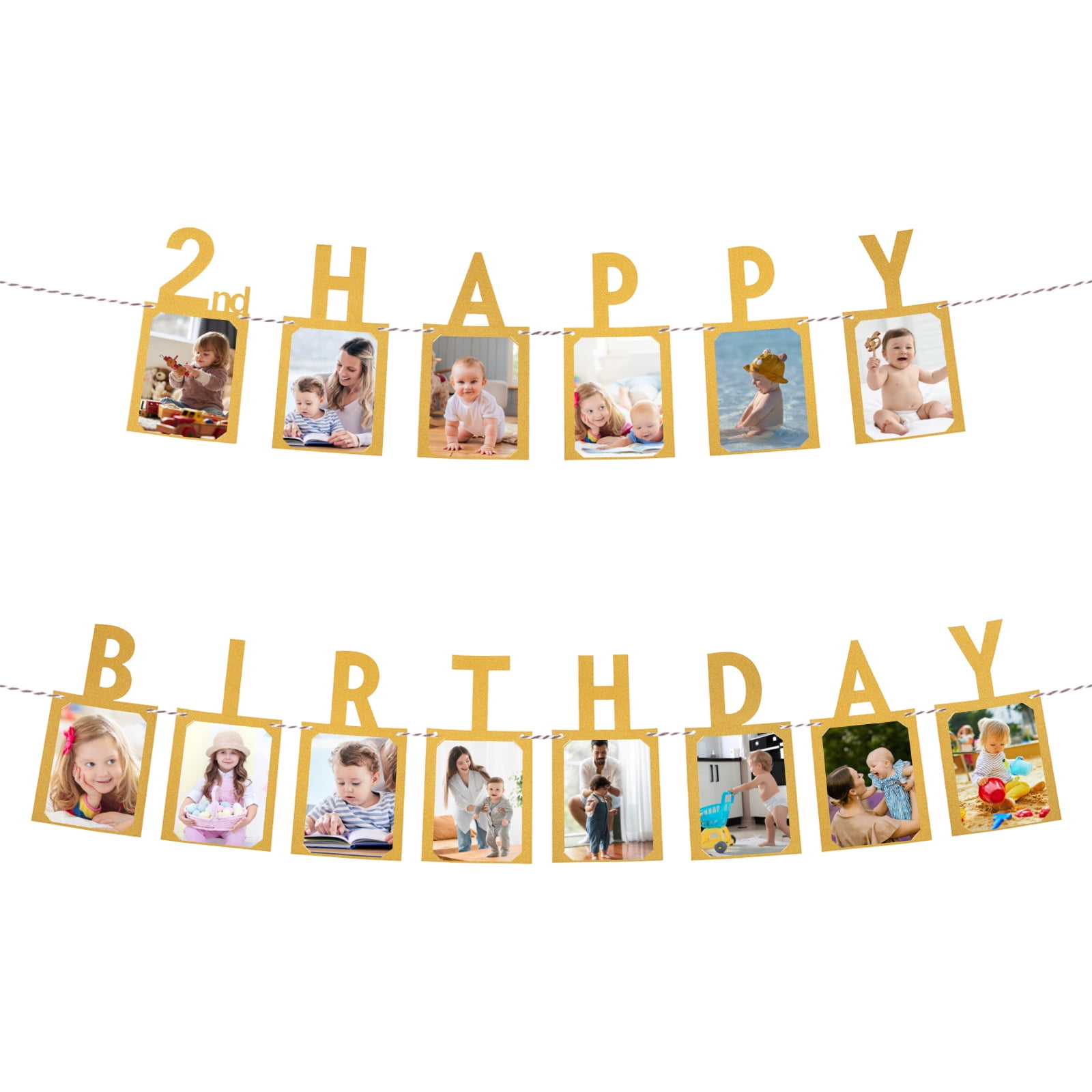 Unique Bargains Birthday Photo Banner 1 To 12 Months Birthday Party Decor Gold