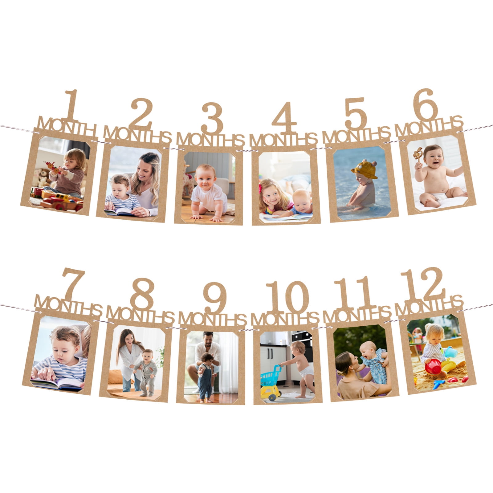 Unique Bargains Birthday Photo Banner 1 To 12 Months First Birthday Decor Beige