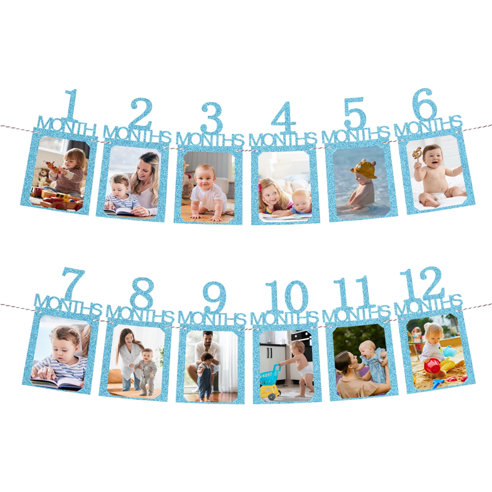 Unique Bargains Birthday Photo Banner 1 To 12 Months First Birthday Decor Blue