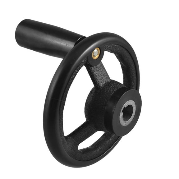Unique Bargains Black 12mm x 100mm Three Spoke Hand Wheel + Revolving Handgrip