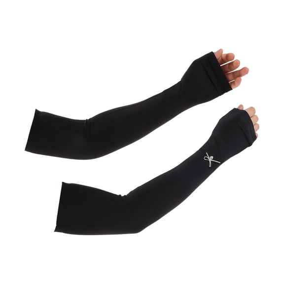 Unique Bargains Black Arm Sleeves Trumpet Bow Cuff Riding Arm Sleeves Cooling Sun Sleeves UV Protection for Outdoor Driving Cycling 1 pair