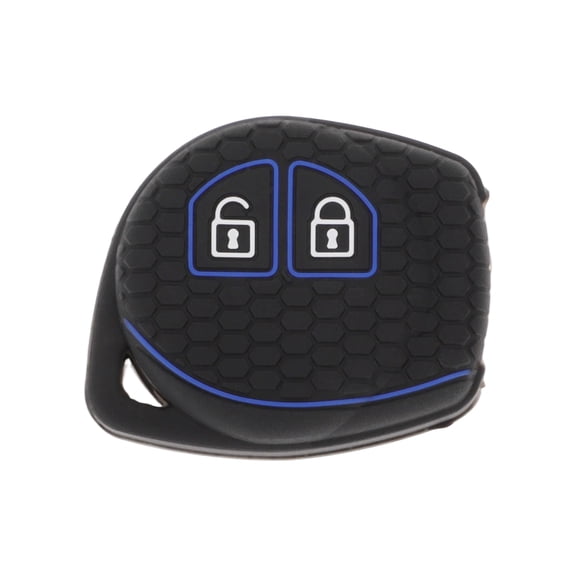 Unique Bargains Black Blue Line Silicone Car Key Case for Suzuki Alto  - 2 Buttons Remote Control Key Fob Case