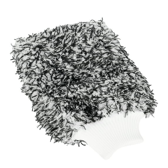 Unique Bargains Black Coral Fleece Car Wash Mitt Microfiber Glove Double Sided Dirt Washing Tool Absorbent