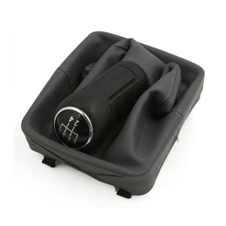 Unique Bargains Black Gray 5 Speed Car Gear Transmission Shift Knob Lever Cover for VW Polo