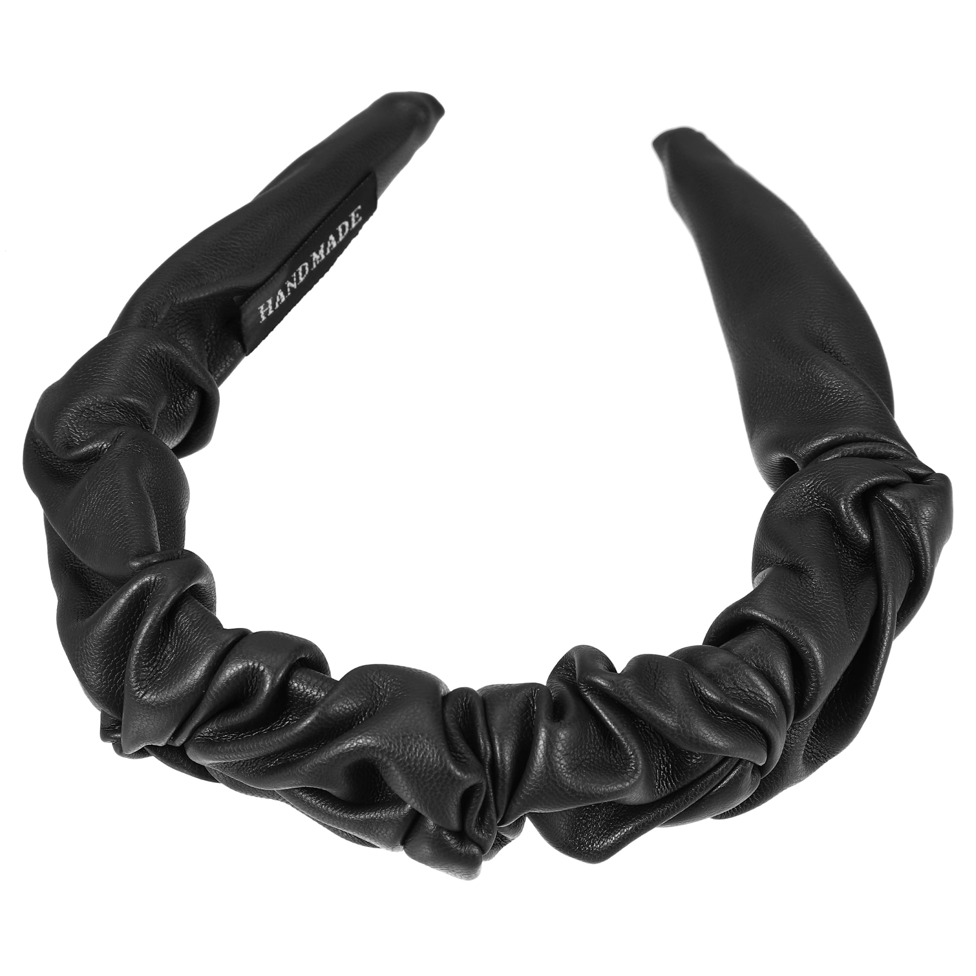 Unique Bargains Black Headbands for Women, PU Leather Headband for