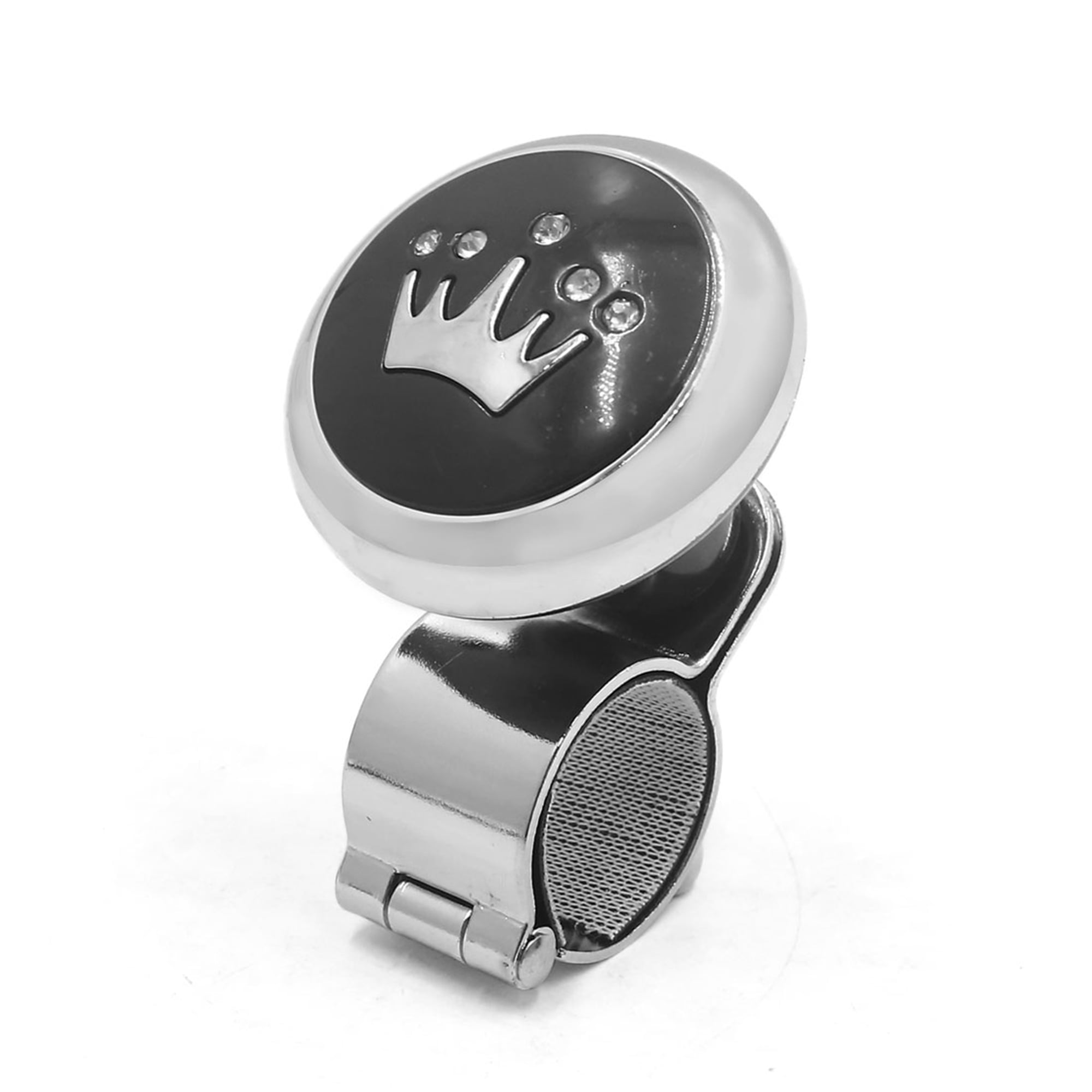 Unique Bargains Black Rhinestone Crown Design Car Steering Wheel Power Handle Knob Ball