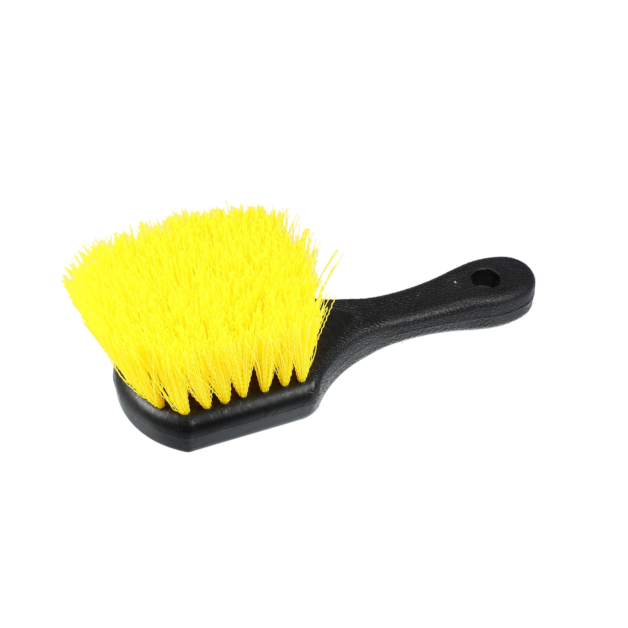 Unique Bargains Black Short Handle Wheel Tire Brush Yellow Soft Bristle Car Wash