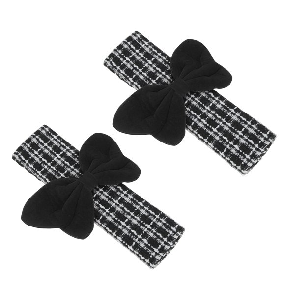Unique Bargains Black White Seat Belt Cover Pad Polyester Cotton Linen 23cm Seatbelt Strap Cushion Shoulder Padding 2 Pcs