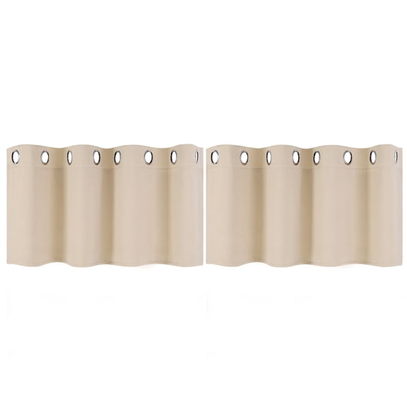 Unique Bargains Blackout Window Curtains Kitchen Panels Set of 2 Beige 52" x 18"