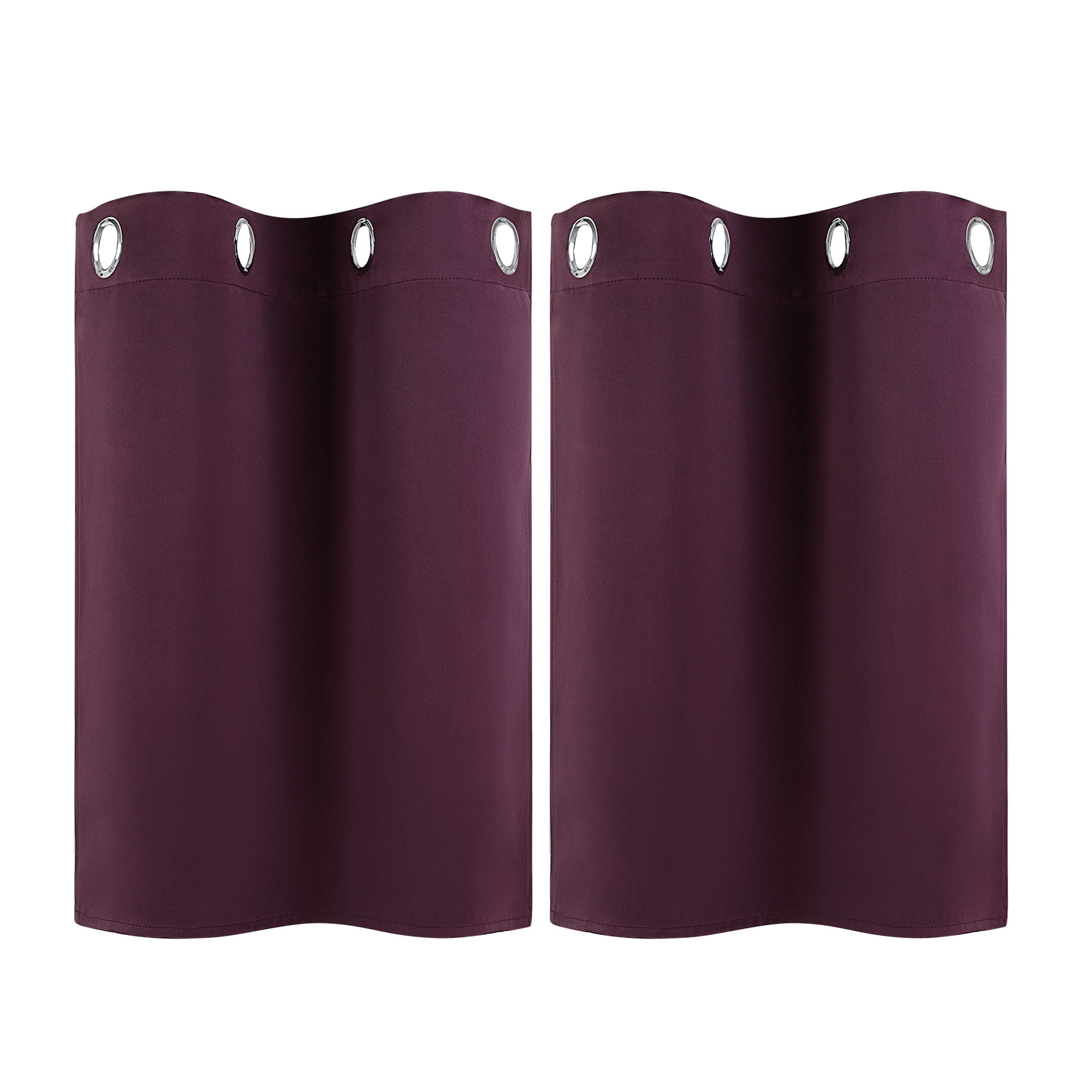 Unique Bargains Blackout Window Curtains Kitchen Panels Set of 2 Burgundy 29" x 18"