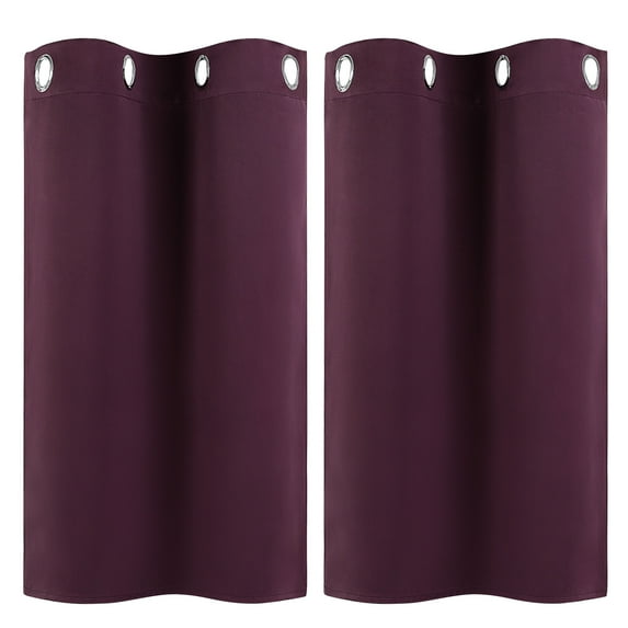 Unique Bargains Blackout Window Curtains Kitchen Panels Set of 2 Burgundy 29" x 36"