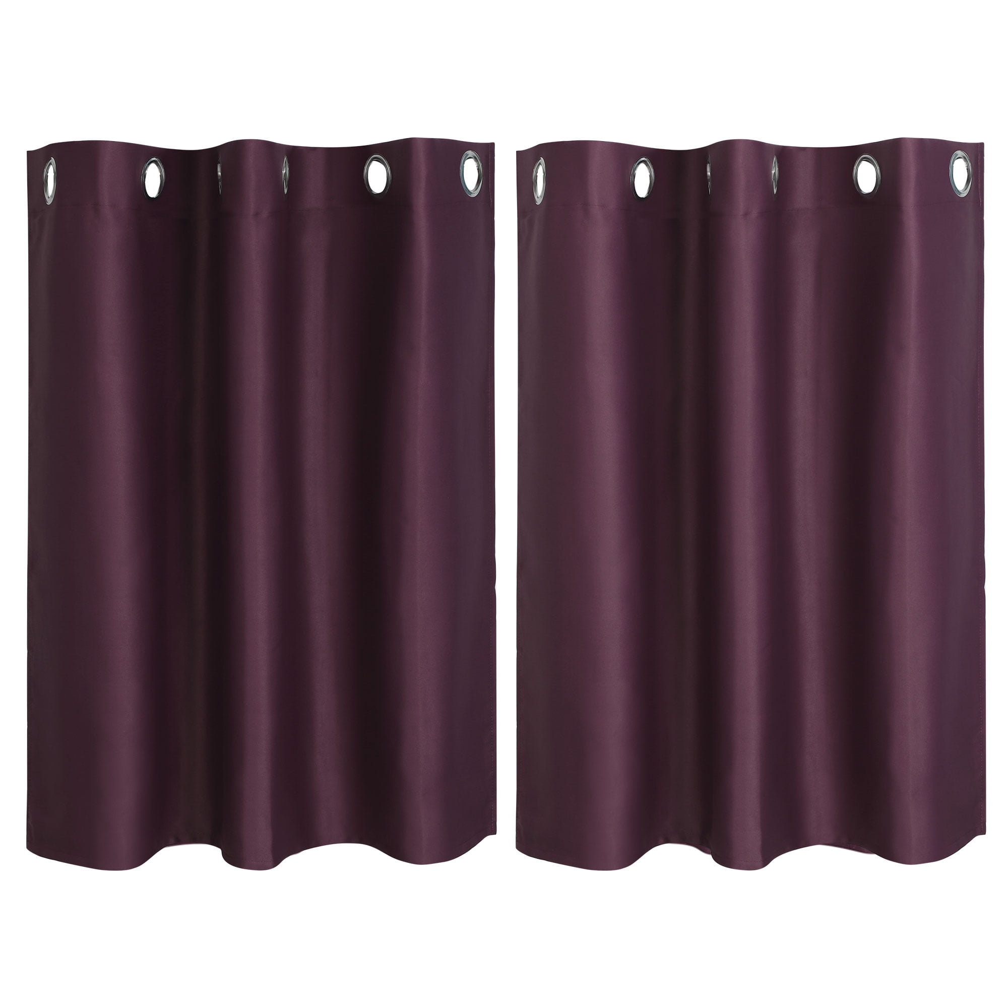 Unique Bargains Blackout Window Curtains Kitchen Panels Set of 2 Burgundy 42" x 36"