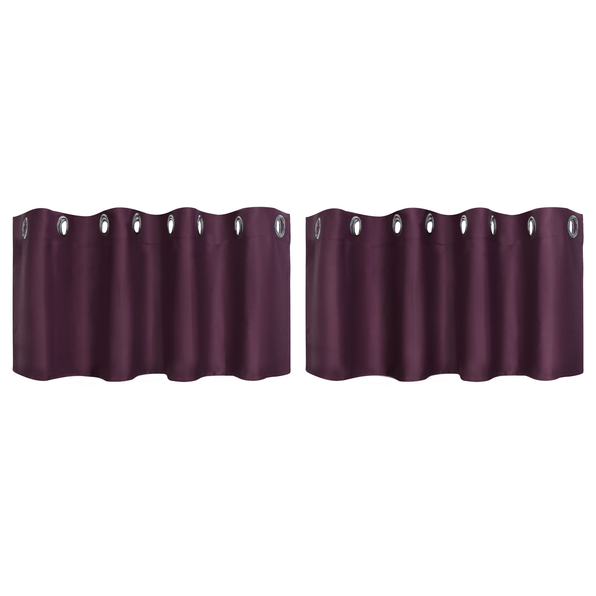 Unique Bargains Blackout Window Curtains Kitchen Panels Set of 2 Burgundy 52" x 18"