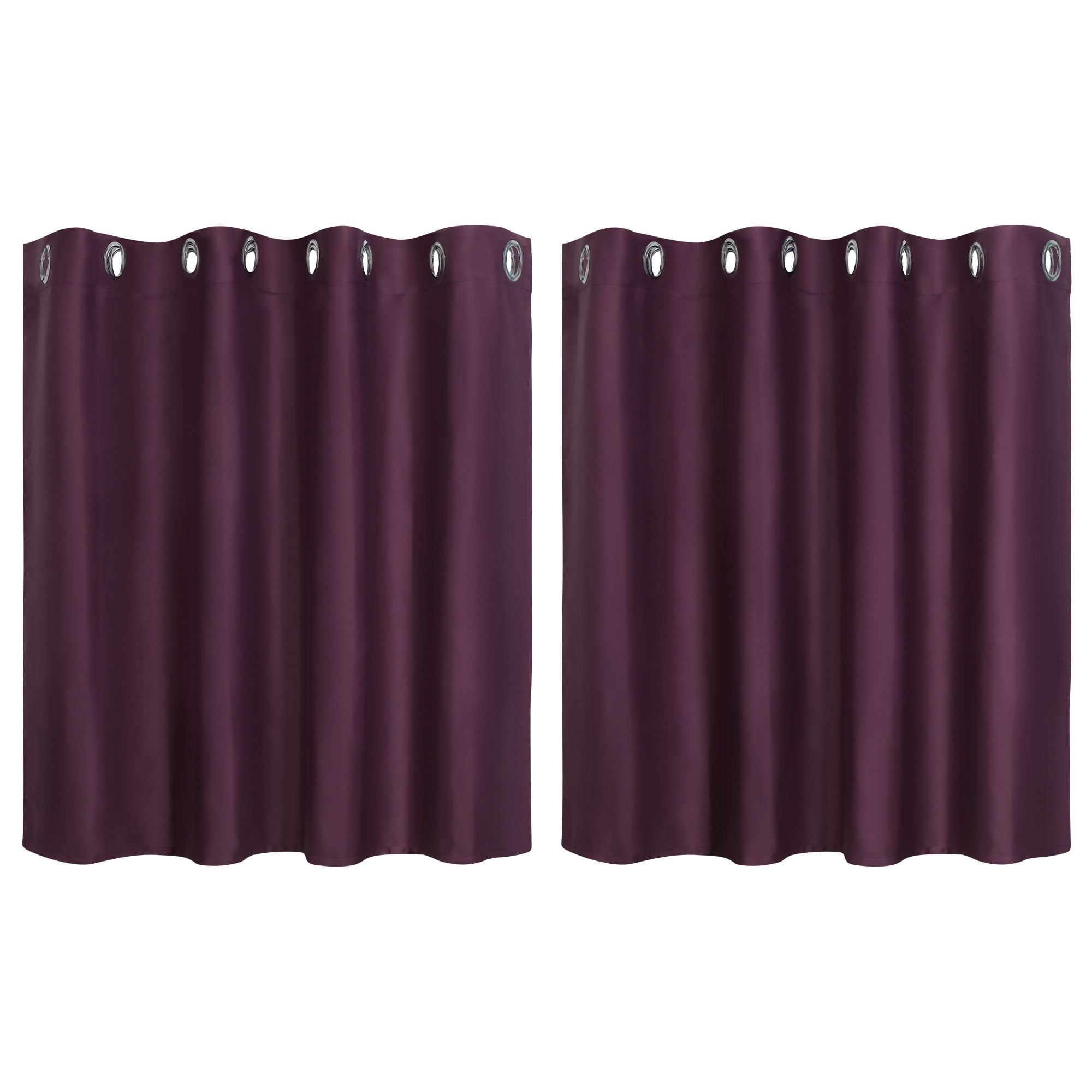 Unique Bargains Blackout Window Curtains Kitchen Panels Set of 2 Burgundy 52" x 36"