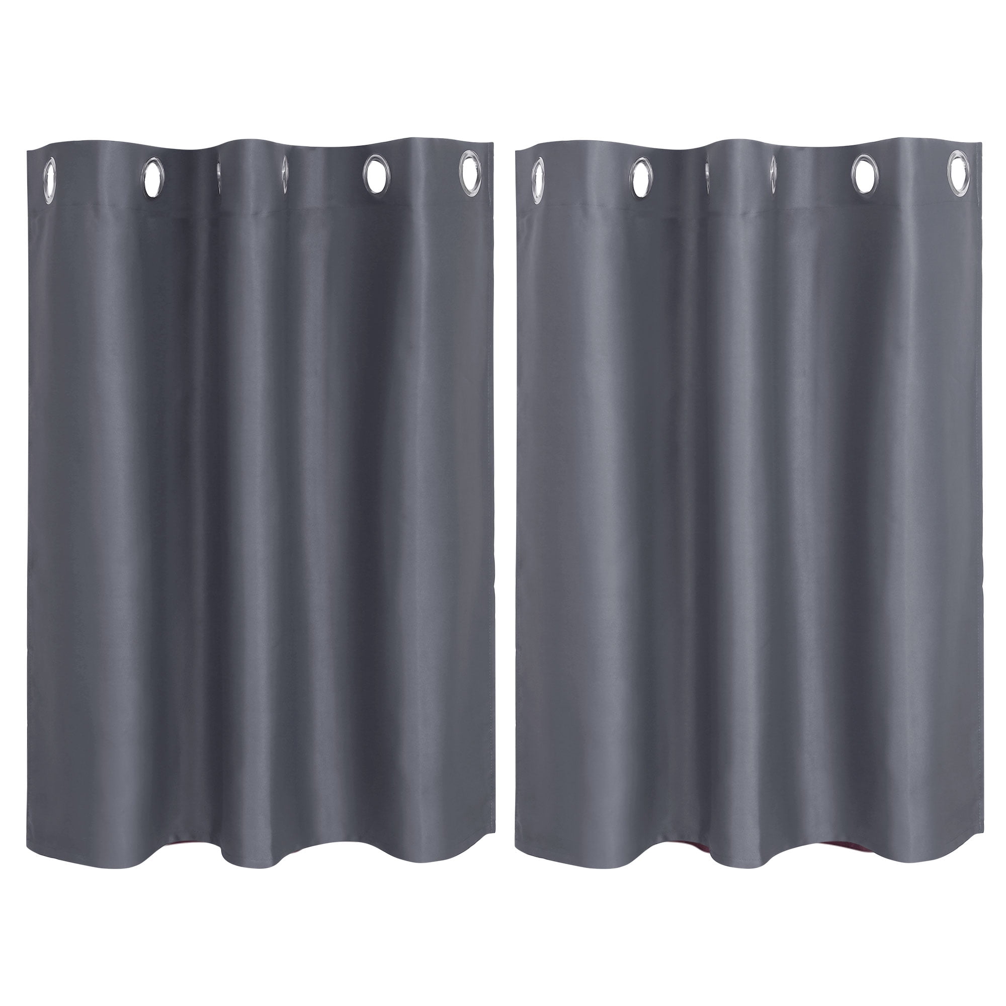 Unique Bargains Blackout Window Curtains Kitchen Panels Set of 2 Gray