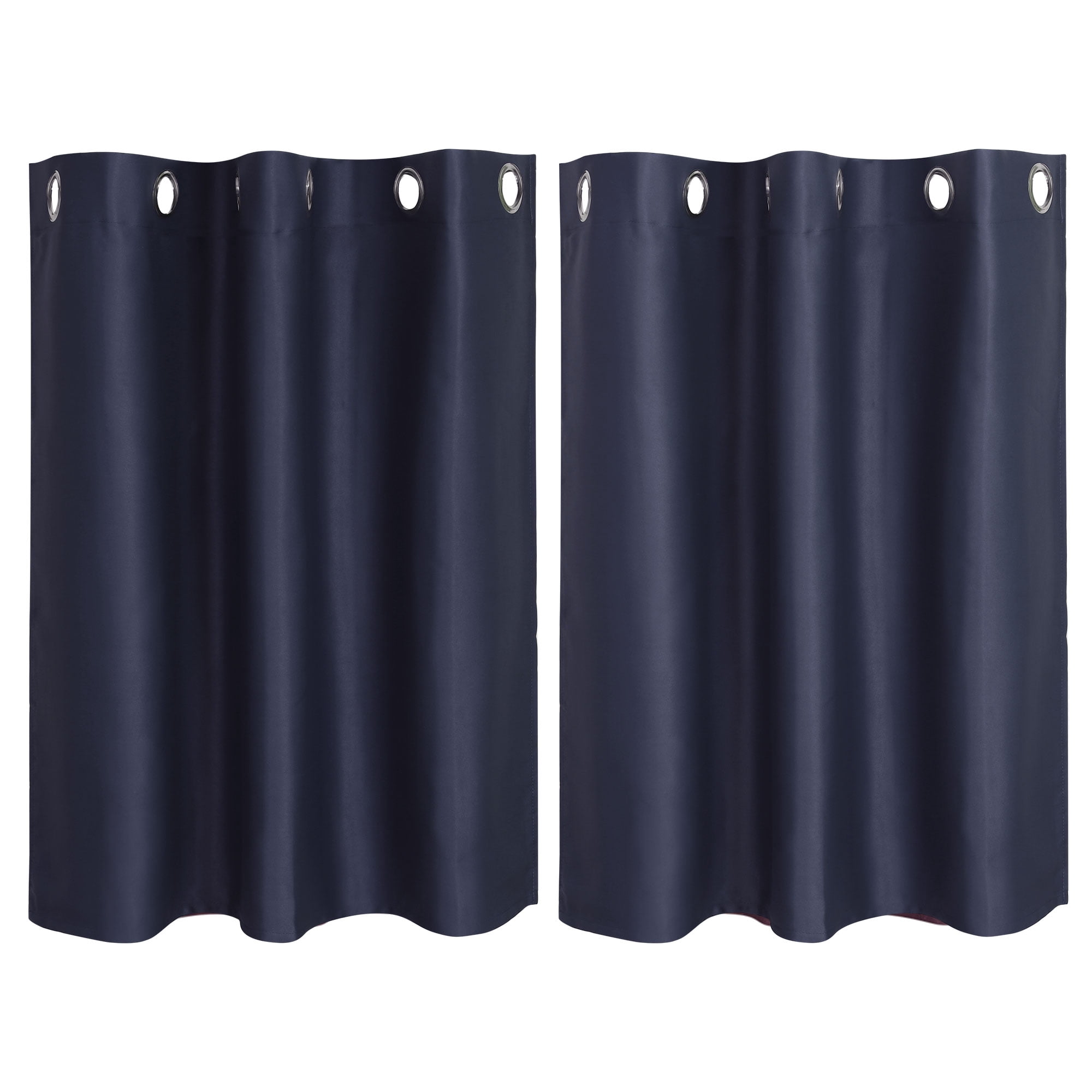 Unique Bargains Blackout Window Curtains Kitchen Panels Set of 2 Navy Blue 42" x 36"