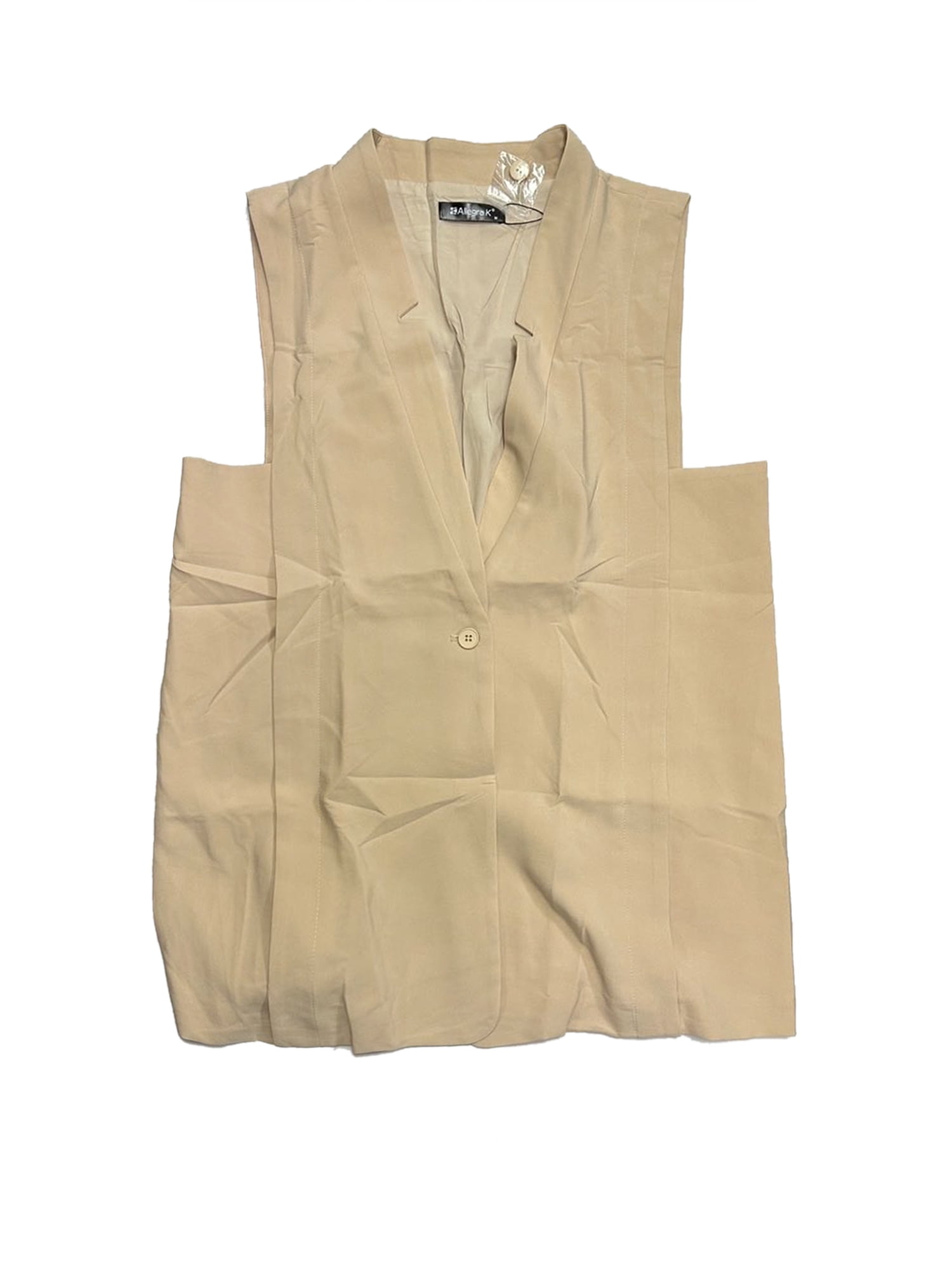 Unique Bargains Blazer Vest for Women's Sleeveless Lapel Collar Cardigan Vests XS Khaki