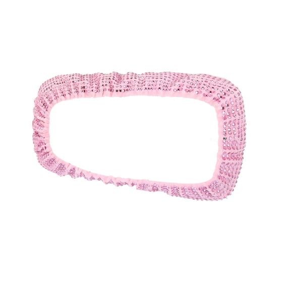 Unique Bargains car Mirror Charm Shining Car Rear View Mirror Decorative Cover Faux Crystal Rhinestone Pink