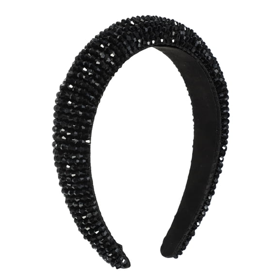 Unique Bargains Bling Padded Hairband Sparkle Faux Crystal Headbands Black