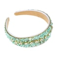 thumbnail image 1 of Unique Bargains Bling Rhinestone Headband Green Crushed Turquoise Rhinestone Wide Edge Hairband for Women 4.72"x1.65", 1 of 7
