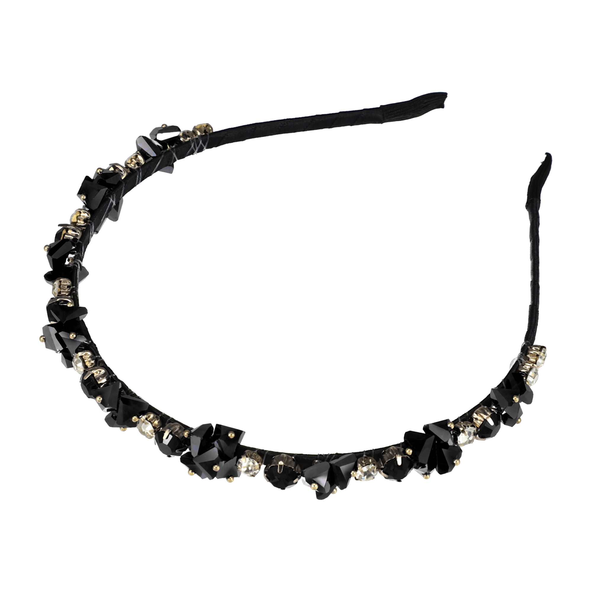 Unique Bargains Bling Rhinestone Headband Unspecified Shapes 4.92"x0.59" Black