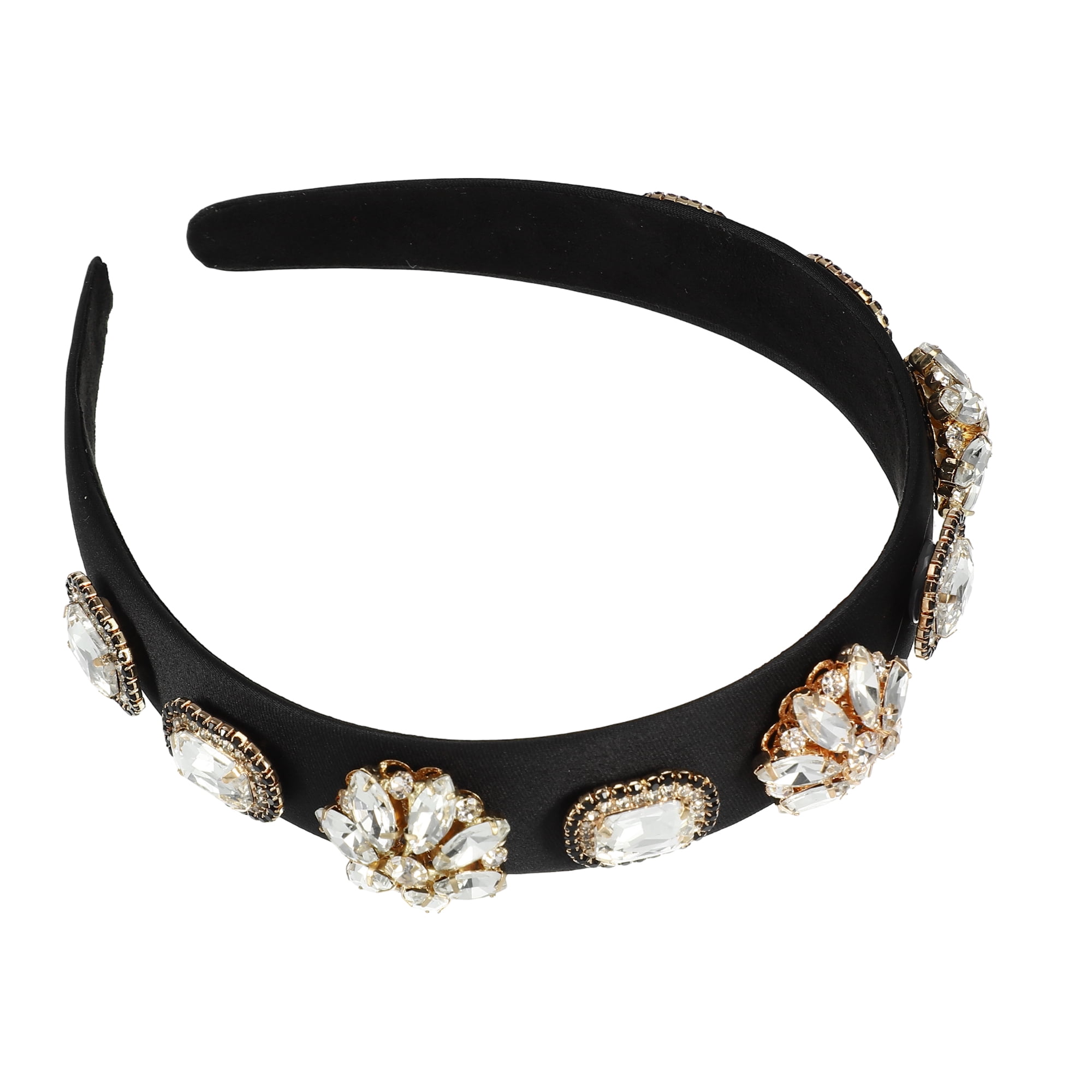 - Black Satin Rhinestone Headband Black Rhinestone Padded DAPHNE Headband - Etsy main image 2