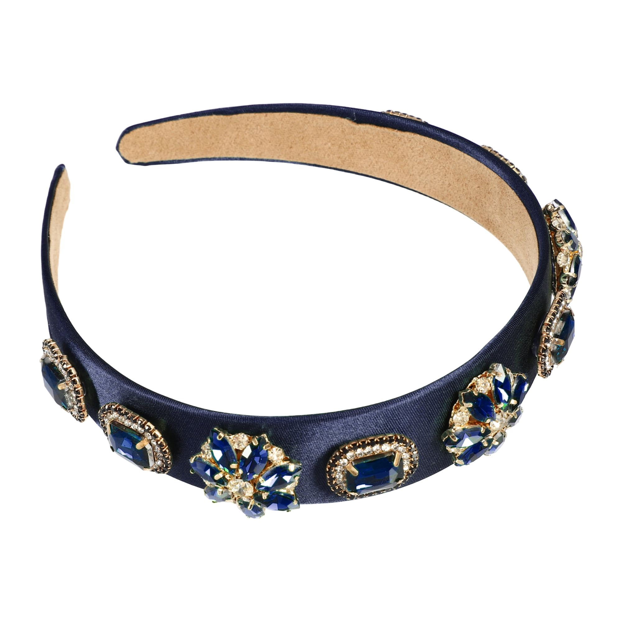 Blue Floral Rhinestone Headband Floral Jeweled Knot Headband, Embellished Knot Headband  main image 2