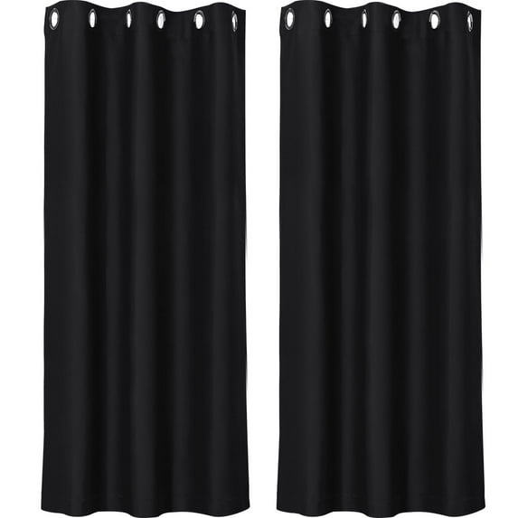 Unique Bargains Blockout Window Darkening Gorgeous Grommet Curtain Panels Set of 2 Black 42" x 63"