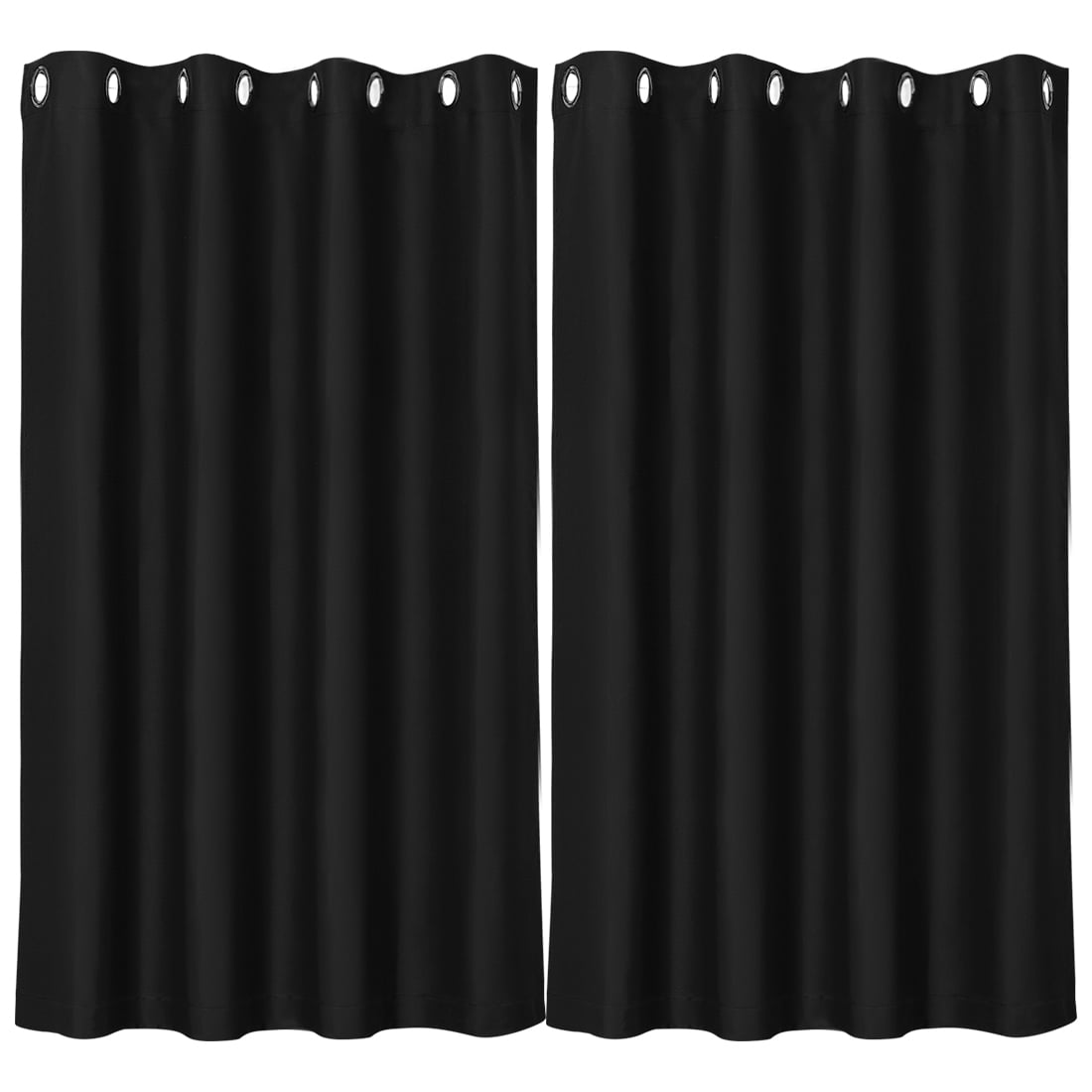 Unique Bargains Blockout Window Darkening Gorgeous Grommet Curtain Panels Set of 2 Black 52" x 63"