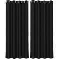 thumbnail image 1 of Unique Bargains Blockout Window Darkening Gorgeous Grommet Curtain Panels Set of 2 Black 52" x 84", 1 of 8