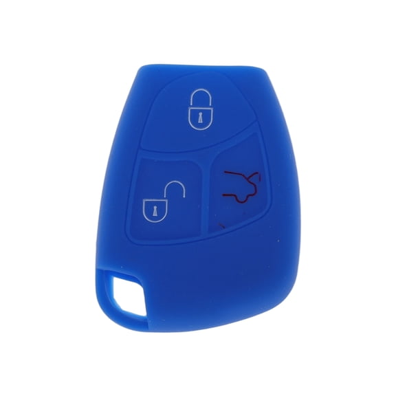 Unique Bargains Blue Silicone Car Key Case for mercedes-Benz C-Class S203 W204 W203  - 3 Buttons Remote Control Key Fob Case