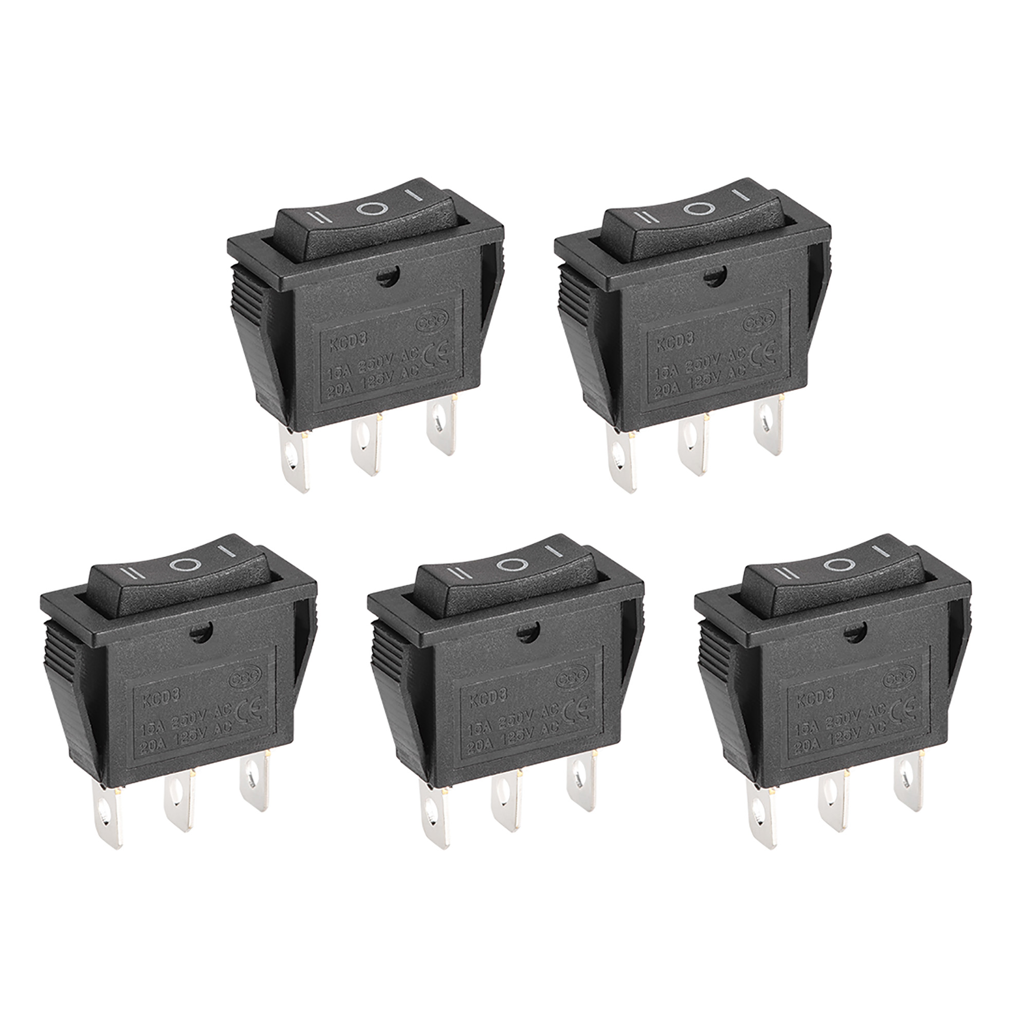 Unique Bargains Boat Rocker Switch Black Toggle Switch for Boat Car Marine 3 pins ON/OFF/ON AC 250V/15A 125V/20A, 5pcs