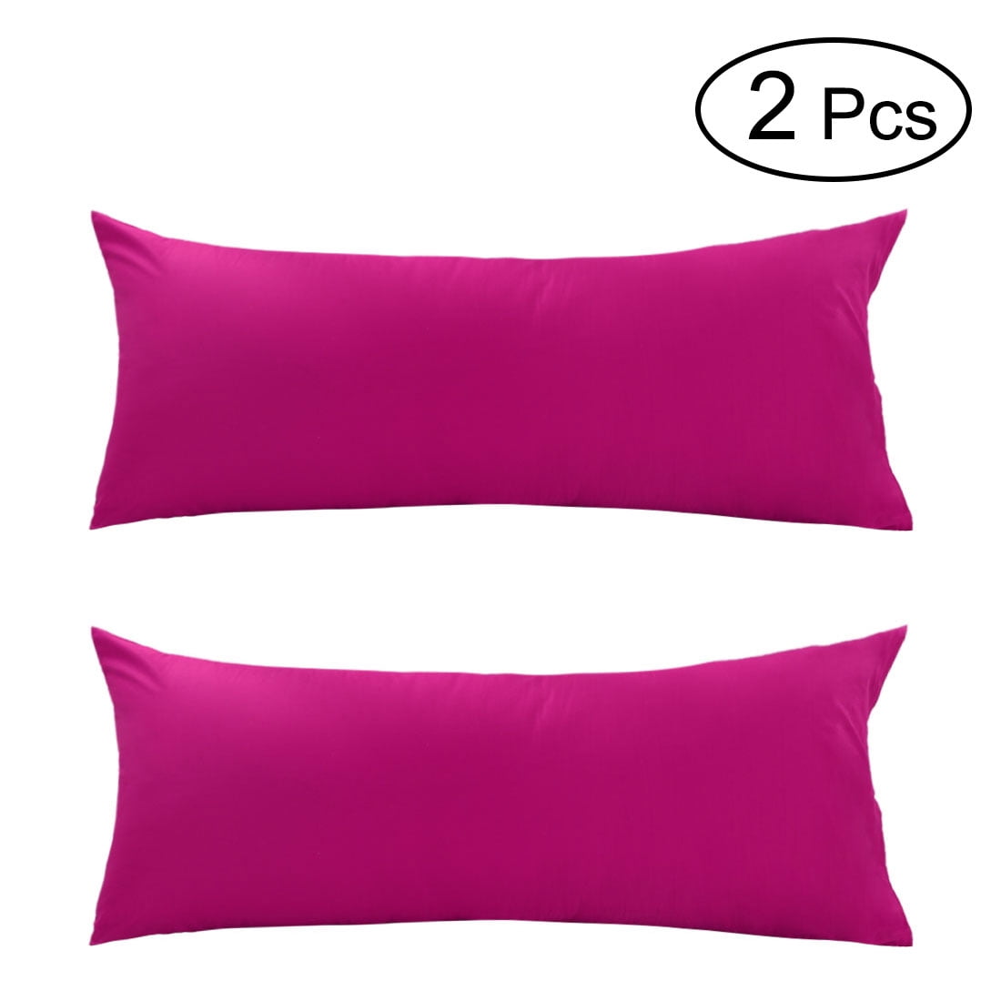 Unique Bargains Body Pillow Covers 300 Thread Count Cotton Pillowcases Set of 2 Fuchsia 20" x 48"