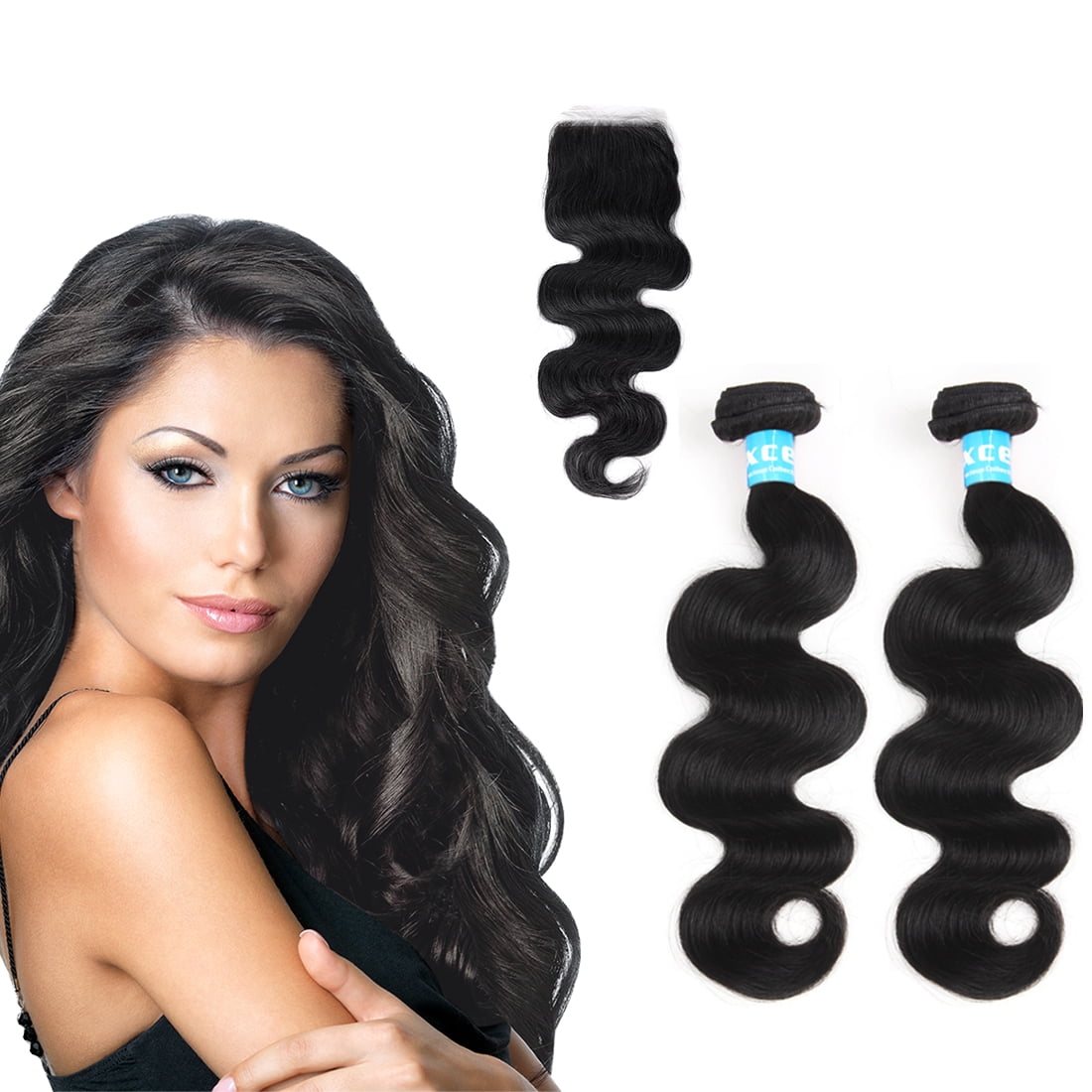 2 human hair bundles with closure cheap