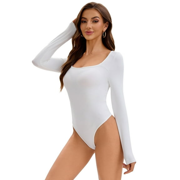 Unique Bargains Bodysuit Slim Fit Brief Leotard 2XL White