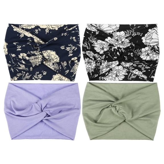 Unique Bargains Bohemia Widening Knotted Headwrap for Women 4pcs