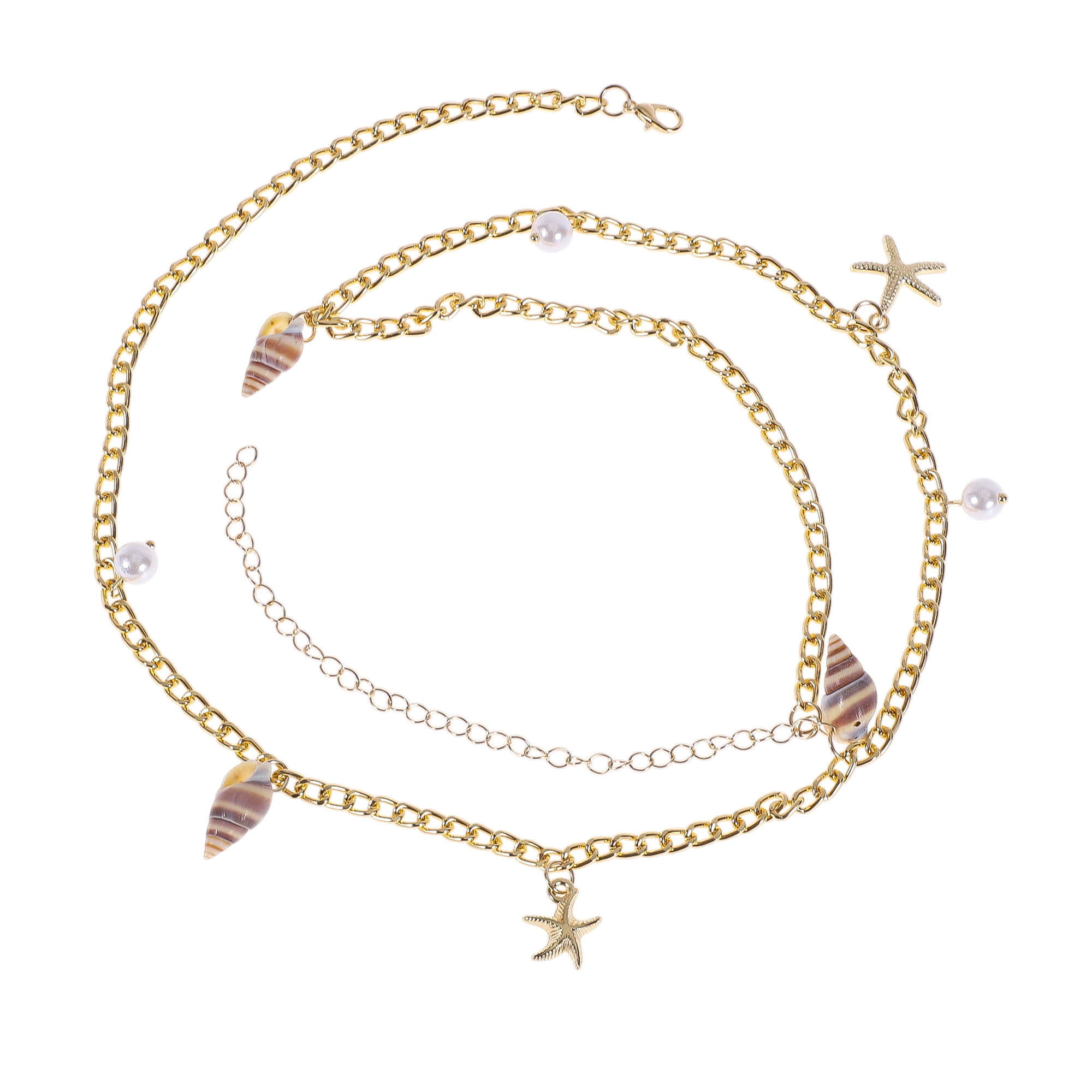 Unique Bargains Bohemian Beach Shell Adjustable Waist Belt Gold Tone
