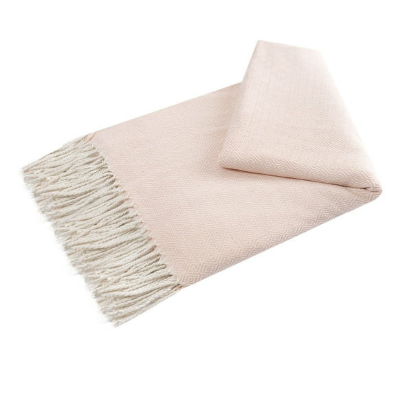 Unique Bargains Bohemian Decorative Fringe Throw Blanket, 47" x 79" Pink