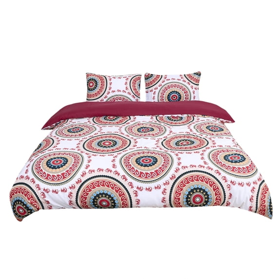Unique Bargains Bohemian Polyester Duvet Cover Bedding Set Red Queen