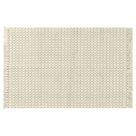 Unique Bargains Boho Bathroom Rug Woven Texture Rug for Bedroom Throw Rug with Fringe Beige 20" x 32"