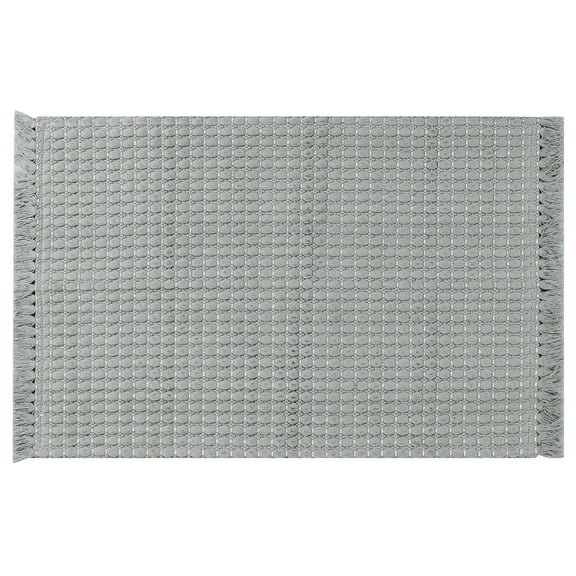 Unique Bargains Boho Bathroom Rug Woven Texture Rug for Bedroom Throw Rug with Fringe Grey 16" x 24"