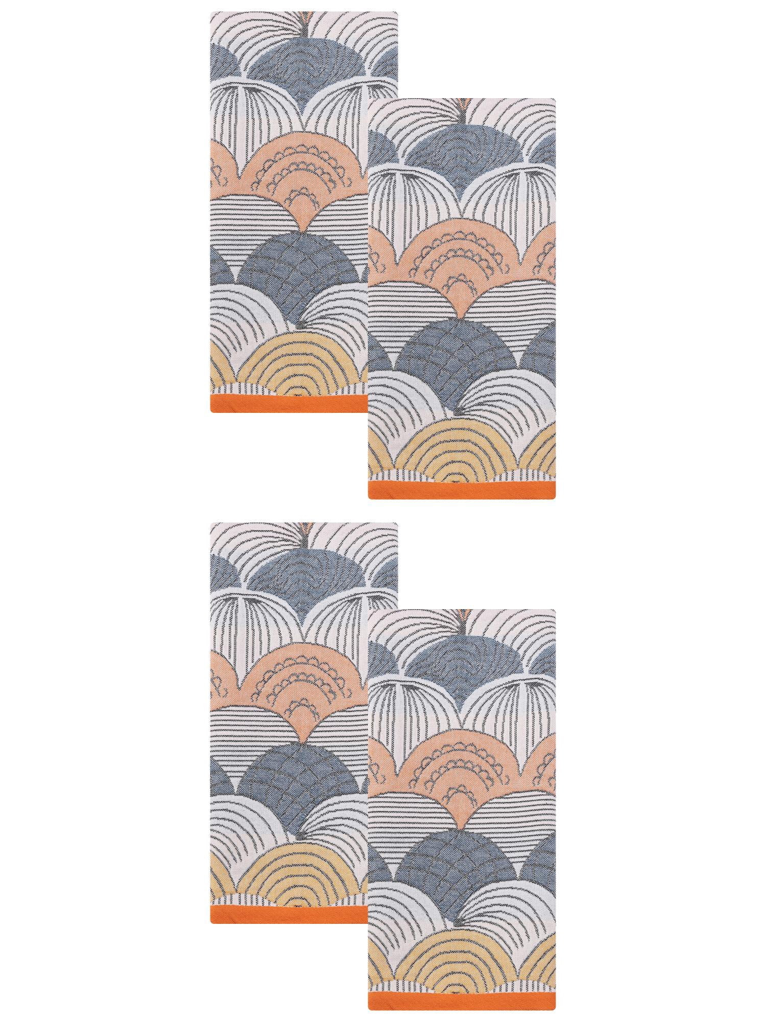 Unique Bargains Boho Cotton Cute Pattern Hand Towel Decorative Blue Orange 29" x 13"