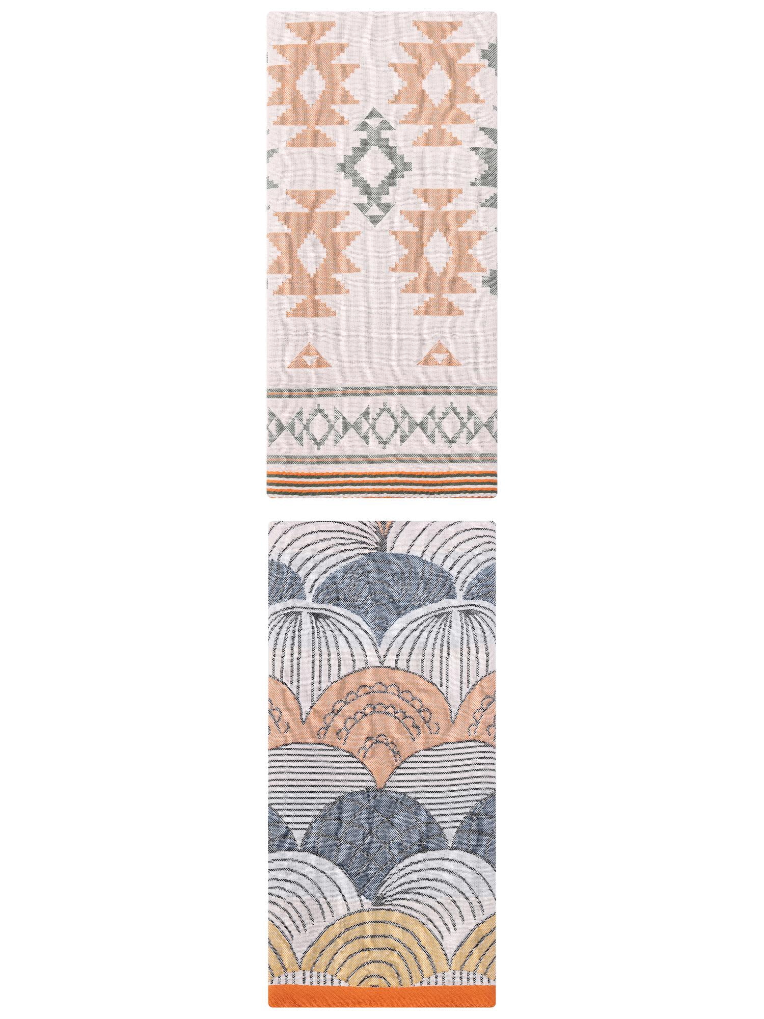 Unique Bargains Boho Cotton Cute Pattern Hand Towel Decorative Blue Orange/Green 29" x 13"