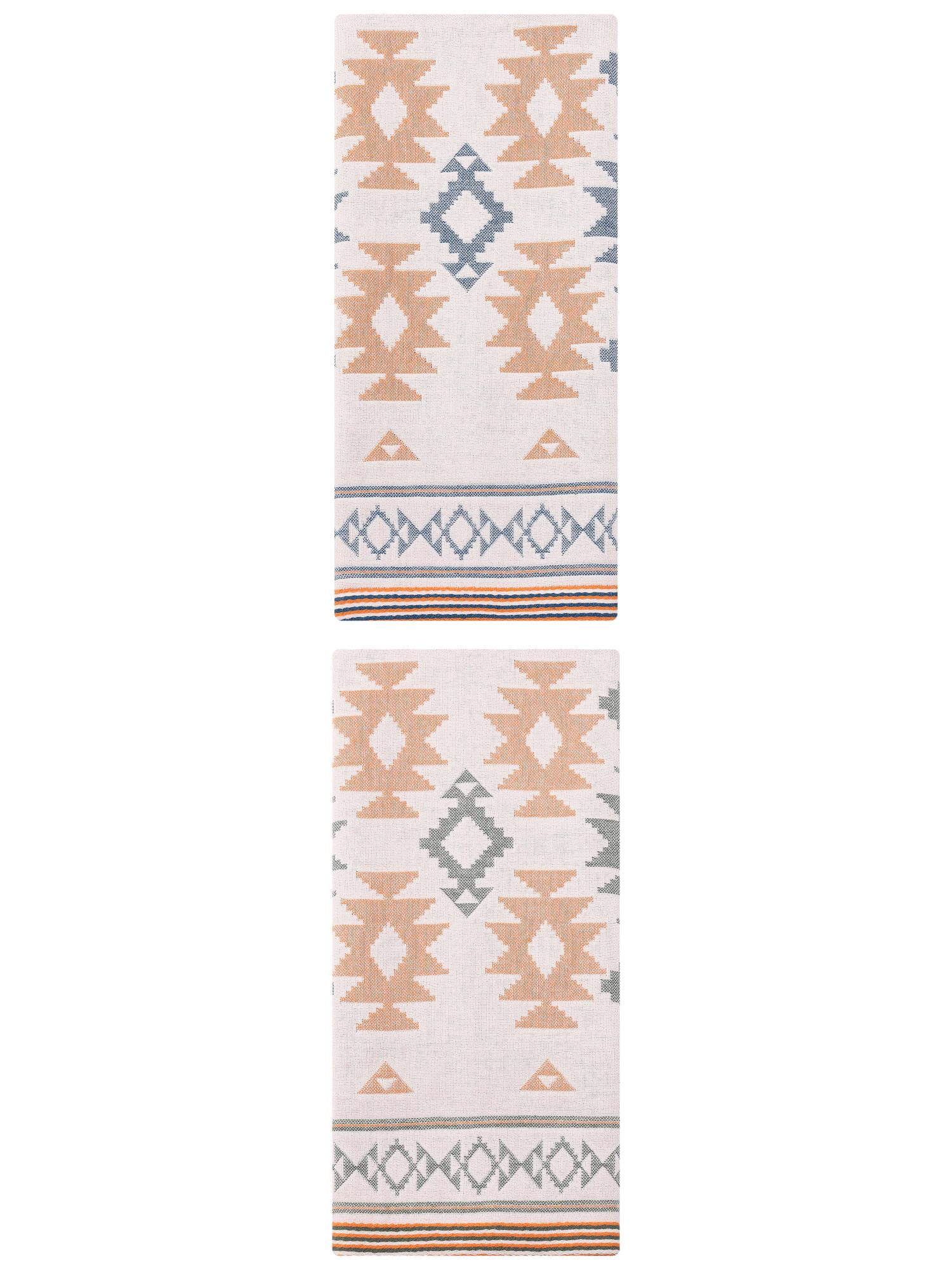 Unique Bargains Boho Cotton Cute Pattern Hand Towel Decorative Green/Blue 29" x 13"