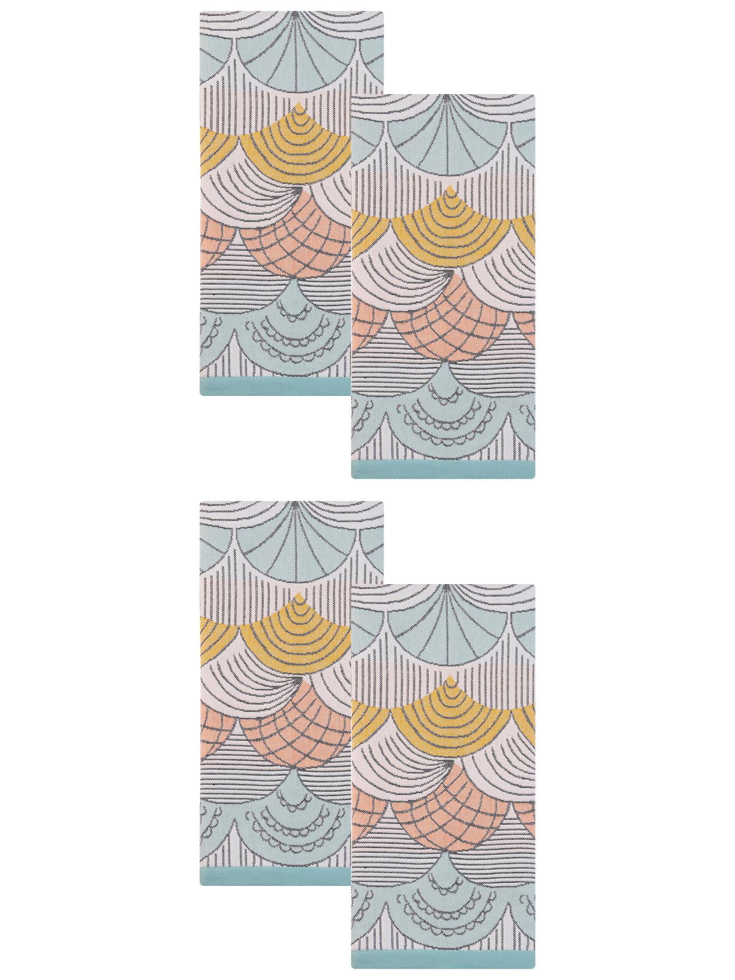 Unique Bargains Boho Cotton Cute Pattern Hand Towel Decorative Green Orange 29" x 13"