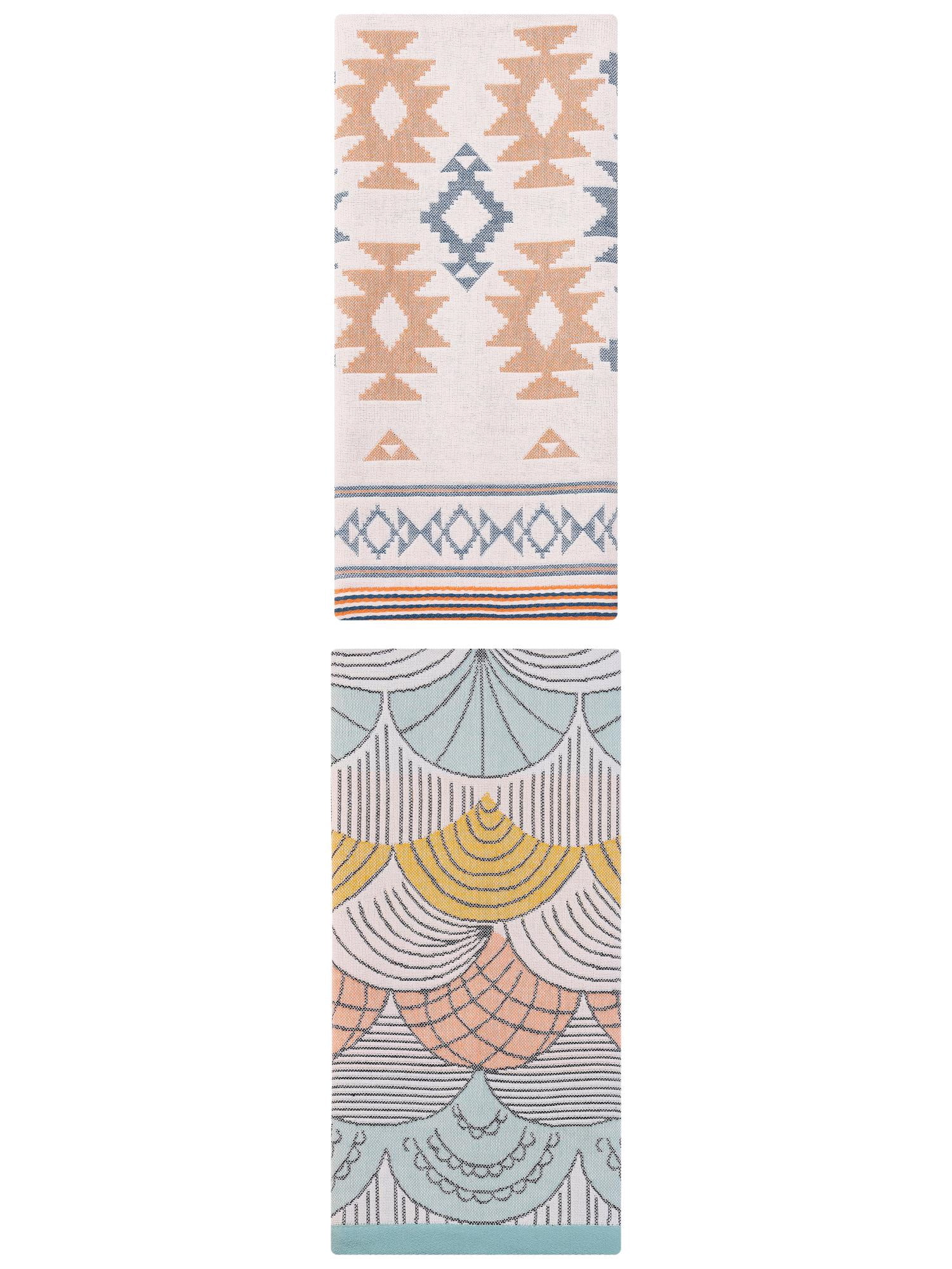 Unique Bargains Boho Cotton Cute Pattern Hand Towel Decorative Green Orange/Blue 29" x 13"