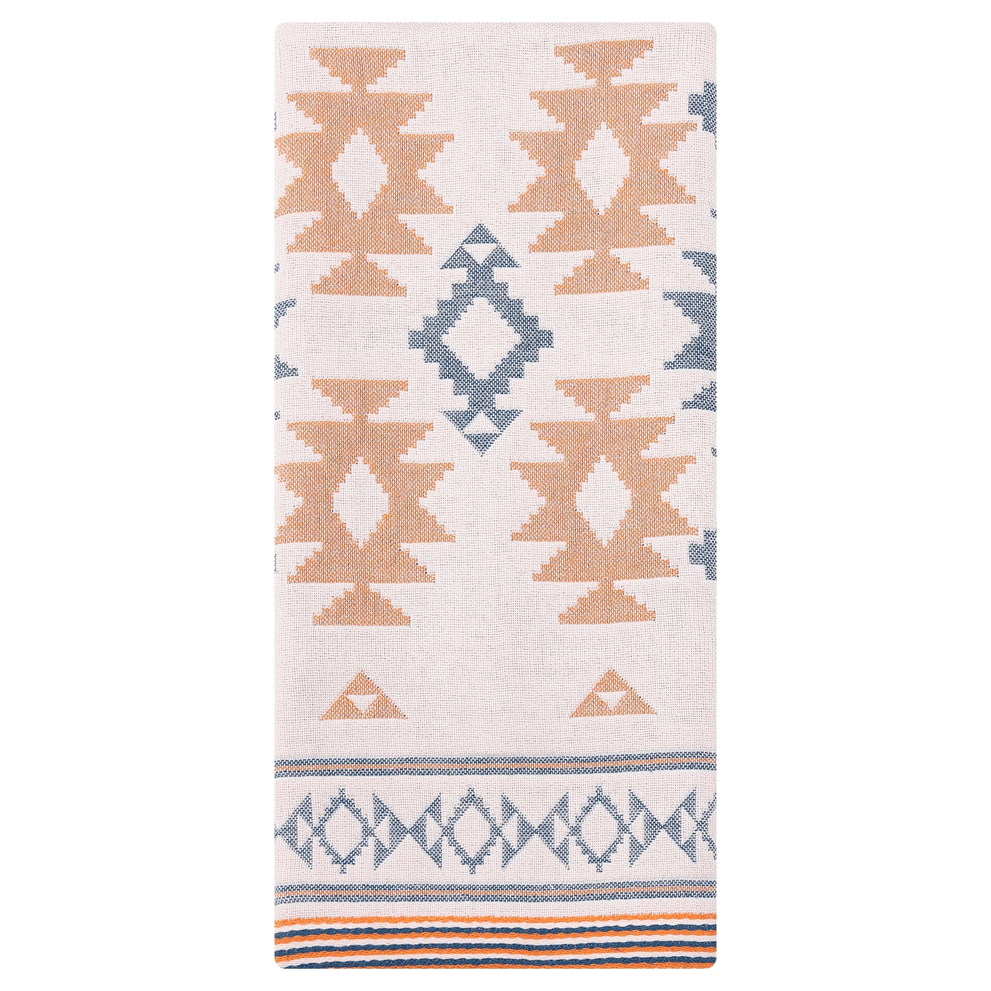 Unique Bargains Boho Cotton Cute Pattern Soft Absorbent Towel Blue 1pc
