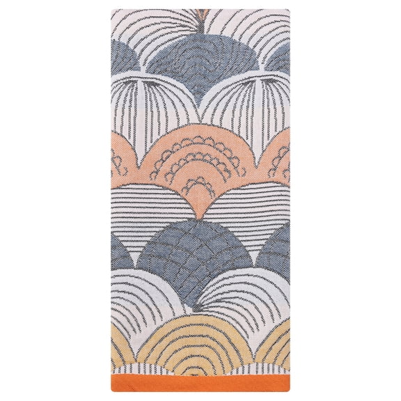 Unique Bargains Boho Cotton Cute Pattern Soft Absorbent Towel Blue Orange 1pc